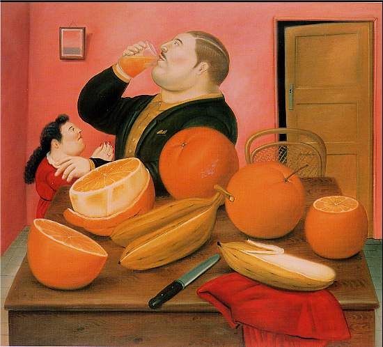 Fernando Botero Man drink Orange Juice